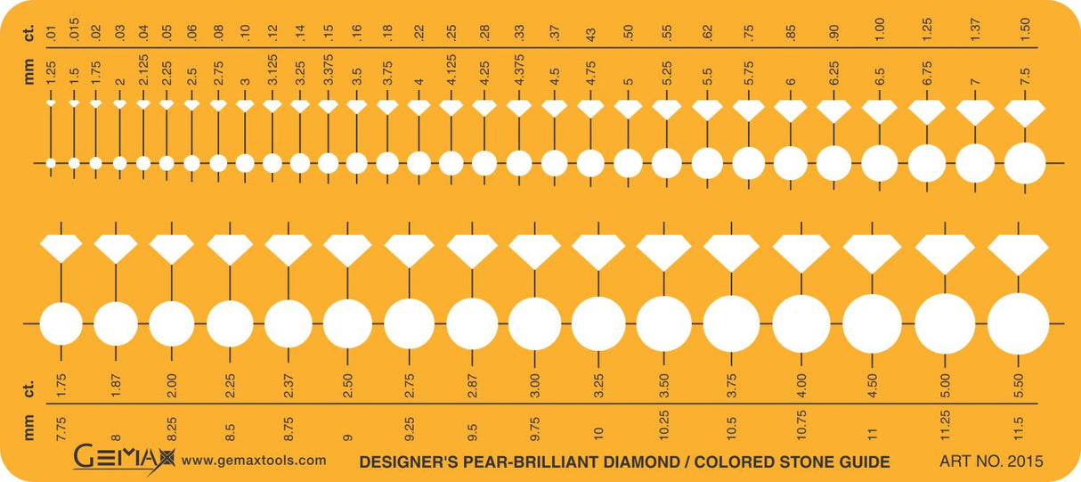 Template # 2015 : Designer's Pear Brilliant Diamond / Coloured Stone Guide
