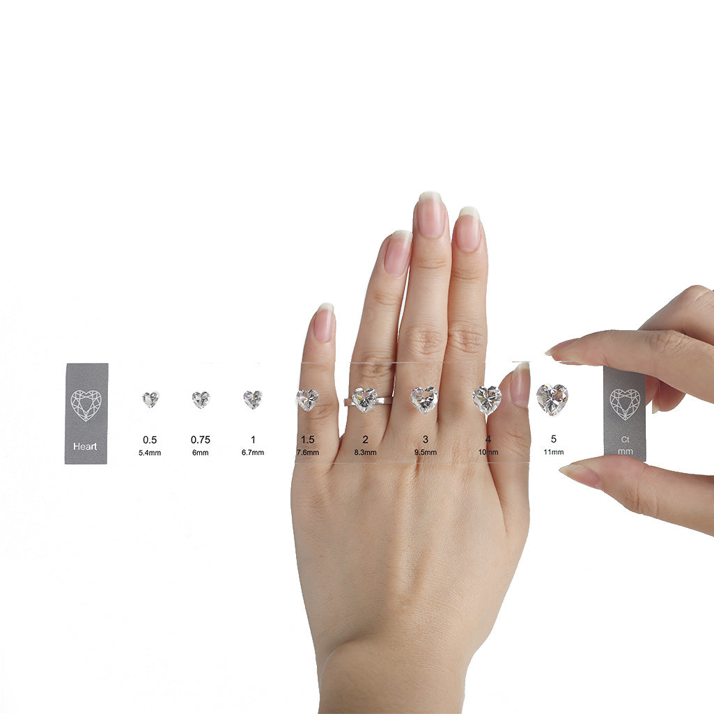 CZ diamond selector for visualizing engagement ring diamond size and shape before purchase