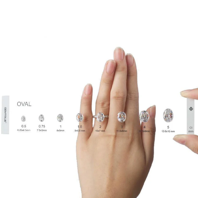 Diamond shape selector showing round, oval, pear, and princess cuts
