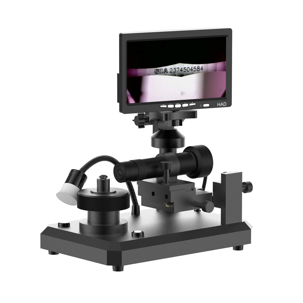 Diamond laser inscription viewer with 360 degree rotating stage