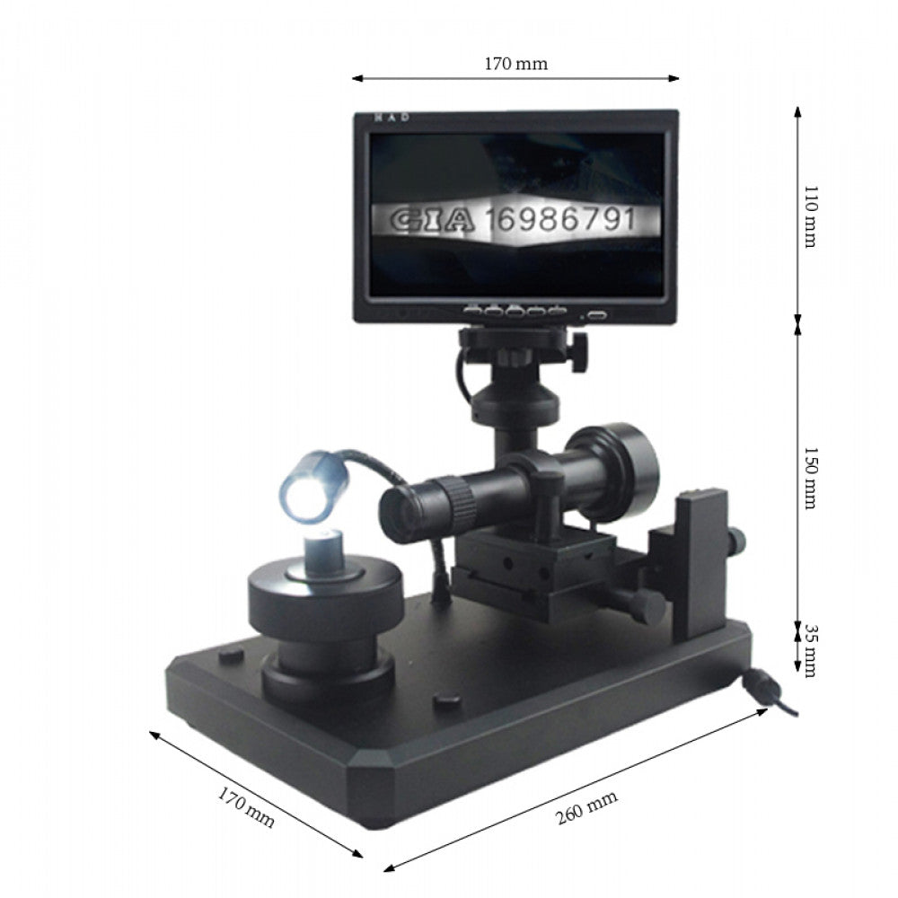 LCD diamond inscription viewer for loose diamonds and jewellery