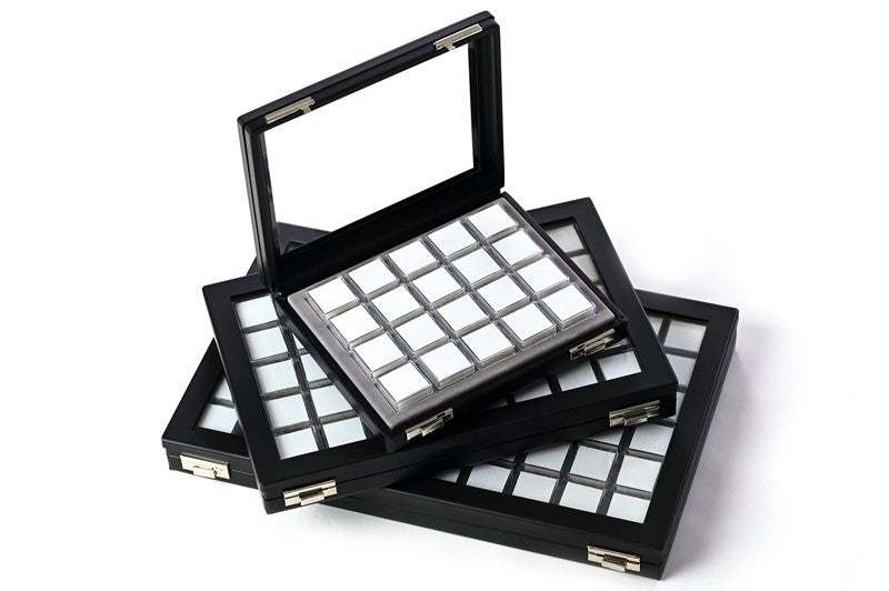 Display Box with 40 Square Boxes - Glass Top