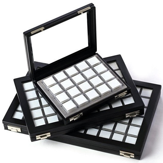 Display Box with 40 Square Boxes - Glass Top