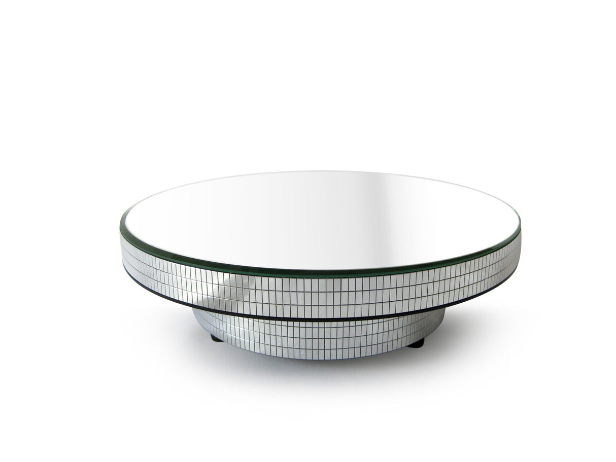 Turntable w/ Top Mirror Jewelry Display - Silver - Ø225mm (9")