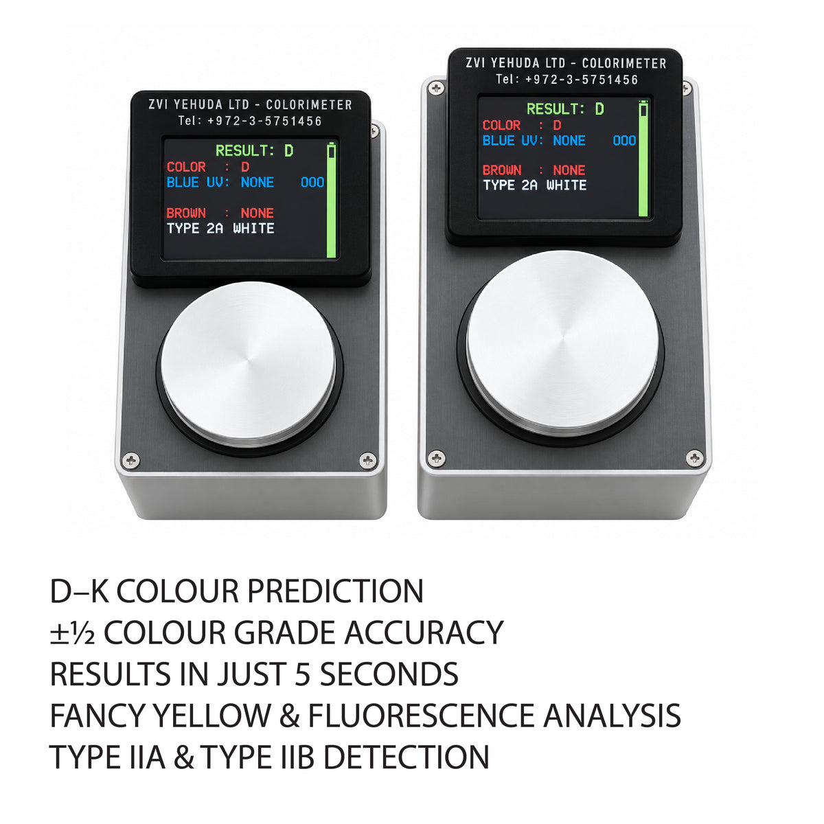 Professional rough diamond colorimeter for D-K colour prediction