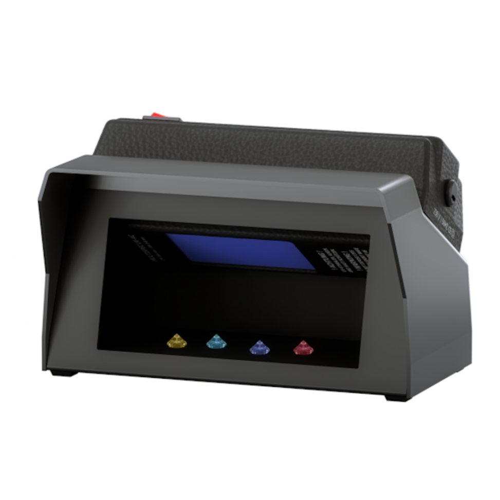 Front view of a Multispec UV Lamp with shortwave and longwave functions, shown with darkroom