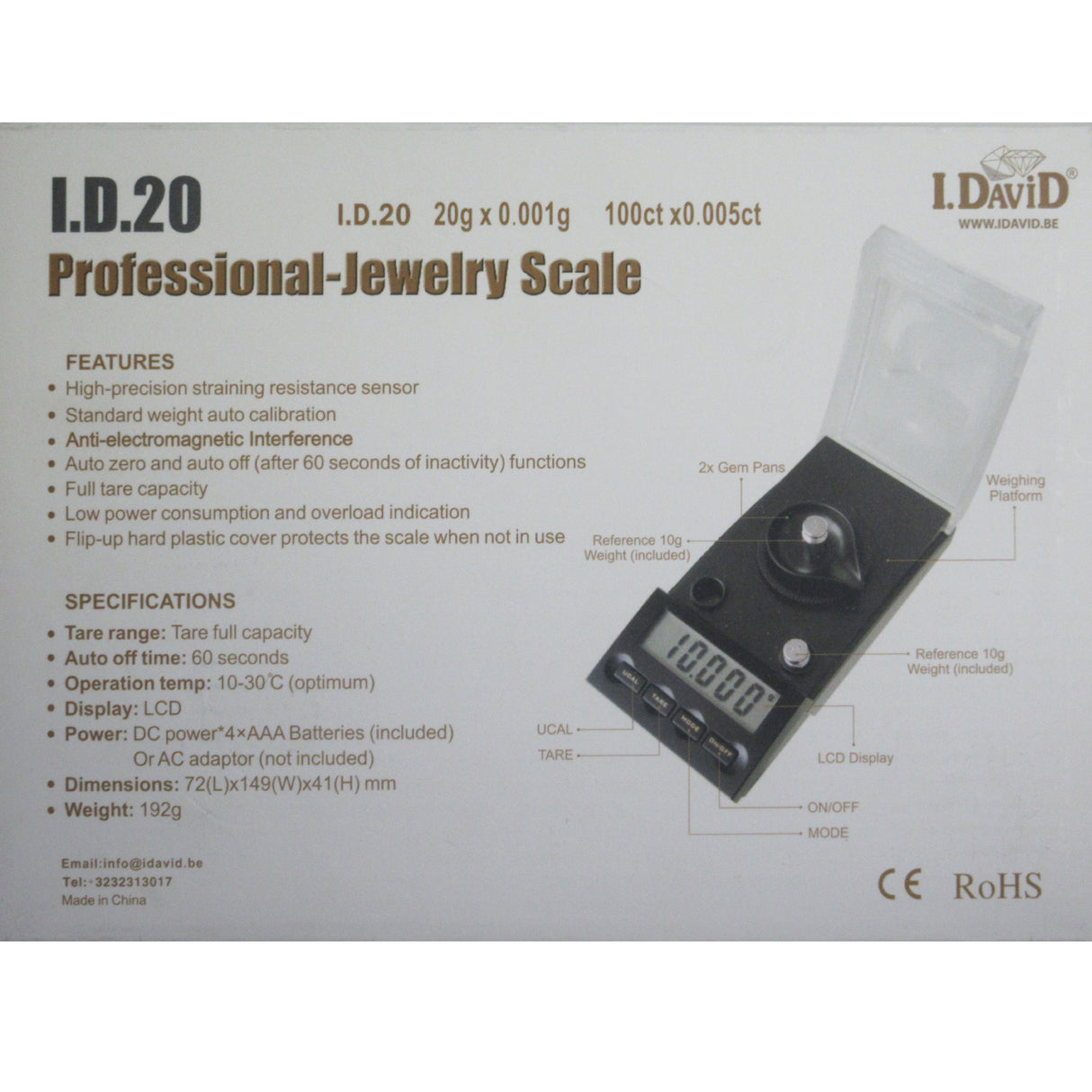 compact diamond weighing scale with protective cover open