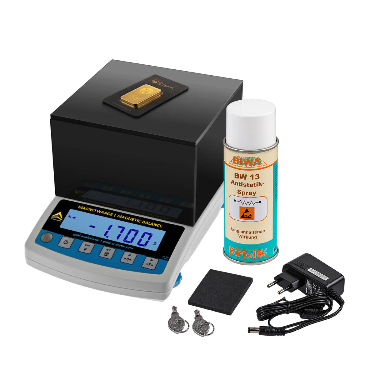 MagneticScreenScale precious metal testing instrument showing magnetic measurement results