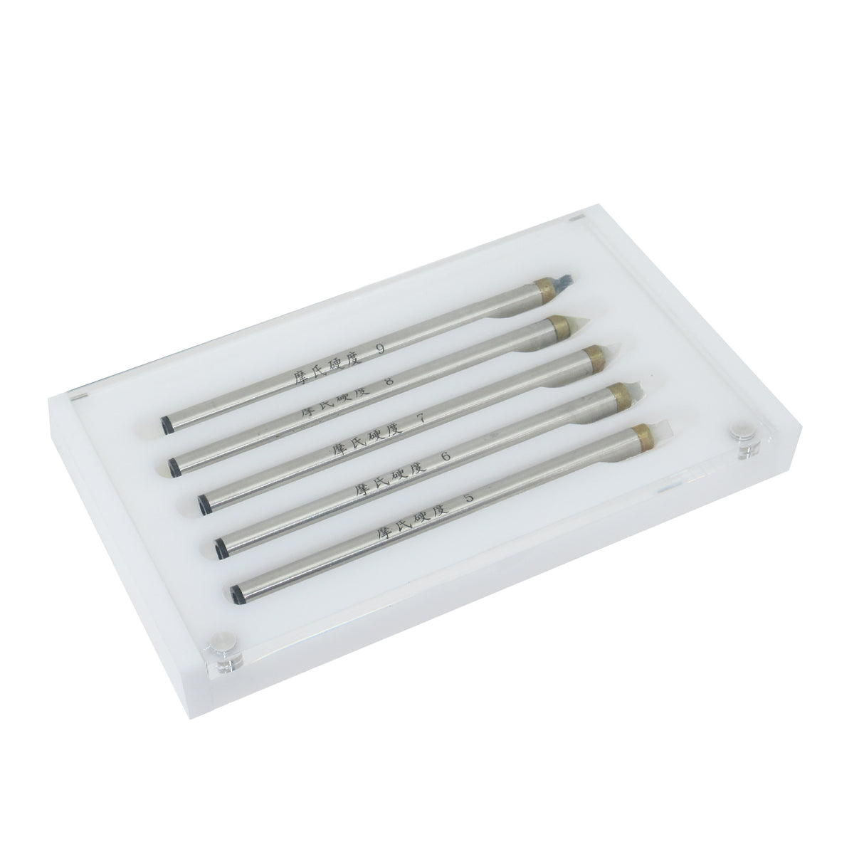Mohs hardness test kit 5 to 9 for gemstones and minerals