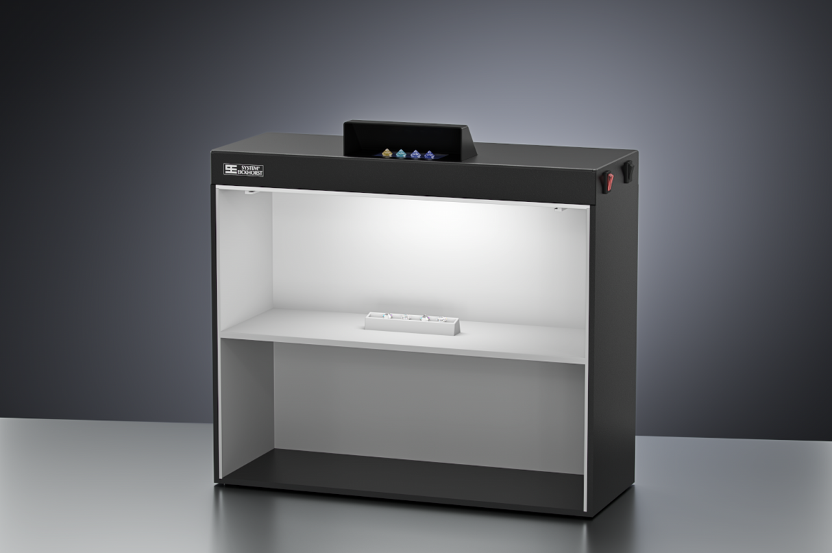 UV and daylight lighting cabinet for gemological colour grading