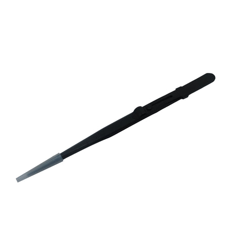 Black jewelry tweezers with locking mechanism