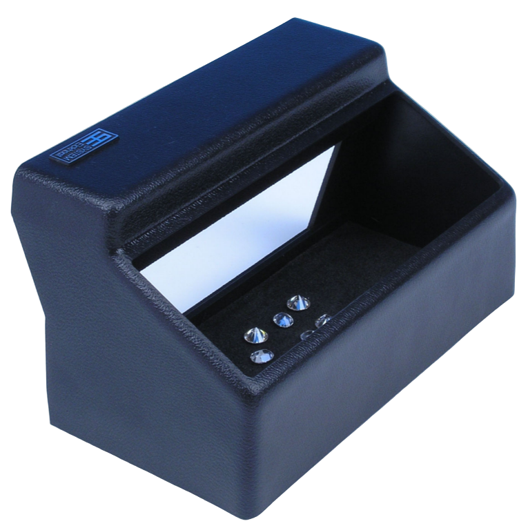 Side view of a Multispec UV lamp with shortwave and longwave functions mounted on a darkroom inspection box.