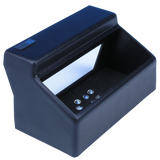 Side view of a Multispec UV lamp with shortwave and longwave functions mounted on a darkroom inspection box.