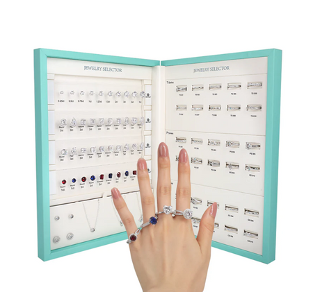 Jewelry Builder Kit with display of 30 rings and cubic zirconia stones