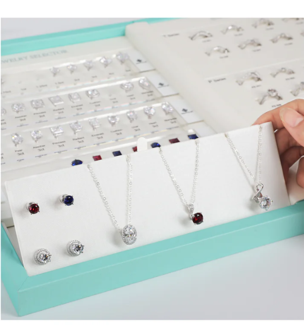 Sieradenbouwset – Diamanten & Zirkonia Ring, Oorbel & Ketting Ontwerp Display Set