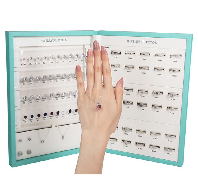 Jewelry Builder Kit showing round, pear, oval, and princess cut stones