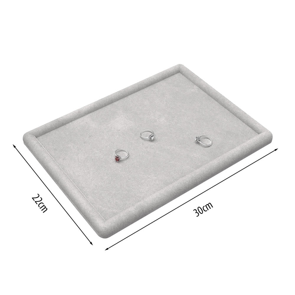 Grey velvet jewellery tray for displaying diamonds and rings