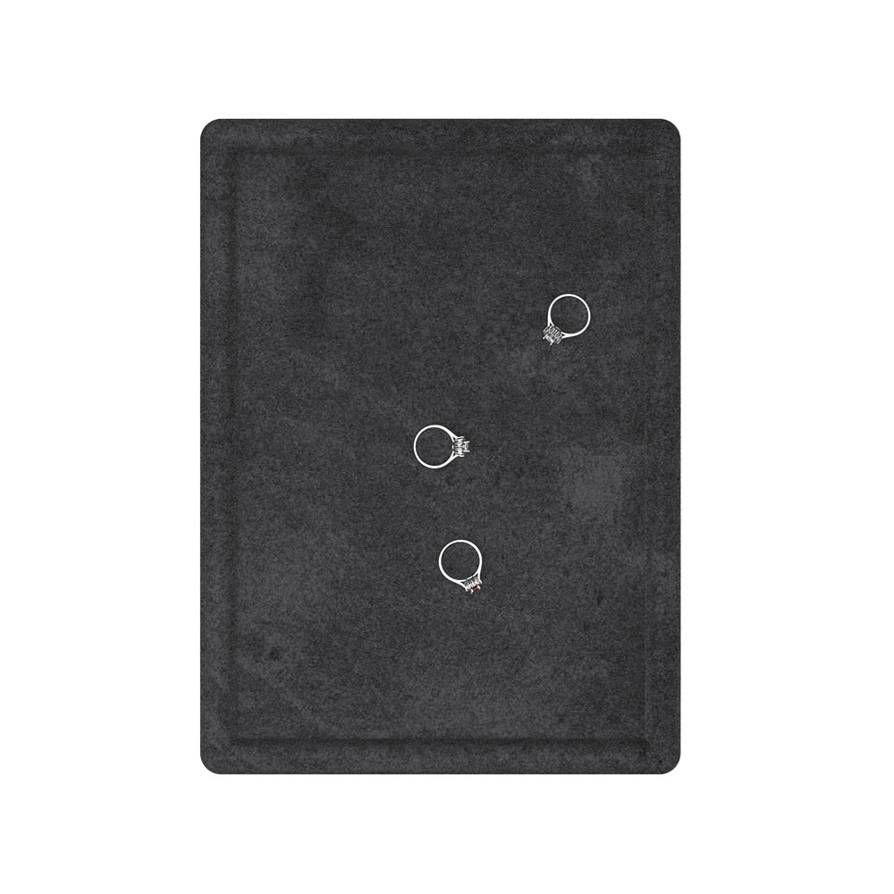 Jewellery display tray for diamonds, rings, and earrings in black velvet