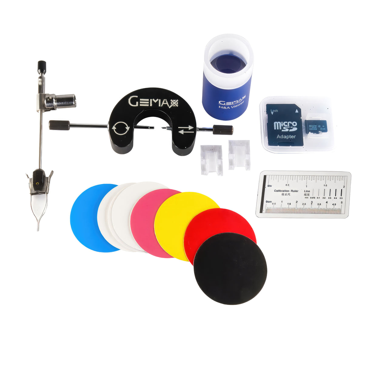 GEMAX Pro II-XL microscope photographing gemstones, digital microscope with HD screen for jewelry inspection, accesories