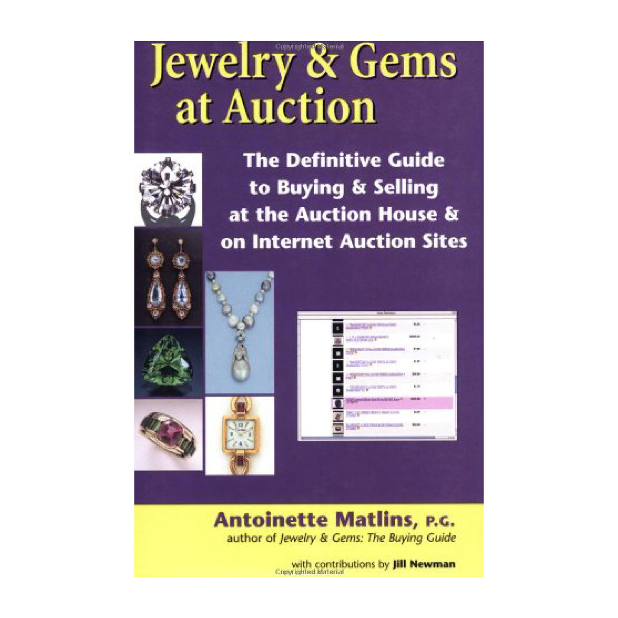 Jewelry & Gems at Auction soft cover book by Antoinette Matlins, gem and jewelry auction buying guide, 309 pages