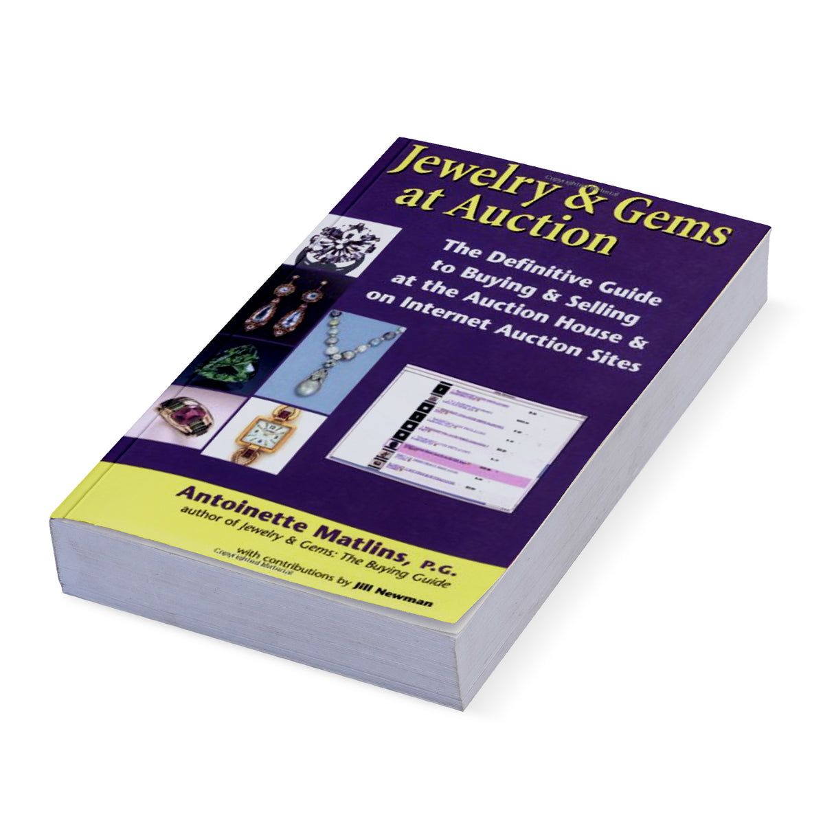 Jewelry & Gems at Auction soft cover book by Antoinette Matlins, gem and jewelry auction buying guide, 309 pages