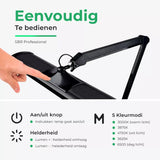 SBR Professional Black Daylight Lamp — 45W LED desk lamp for jewelers and precision work. Explained.