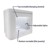 GemLightbox Pro smartphone jewelry photography lightbox with dual turntables for rings, necklaces, earrings, and gemstones