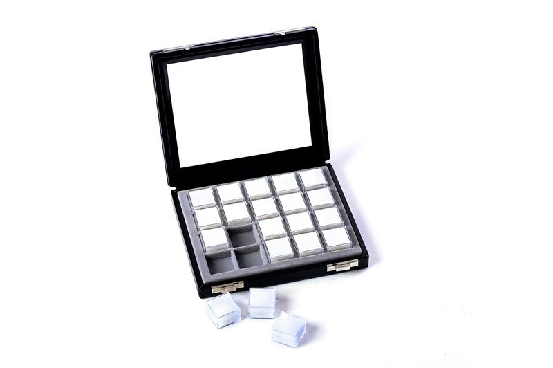 Display Box with 20 Square Boxes - Glass Top
